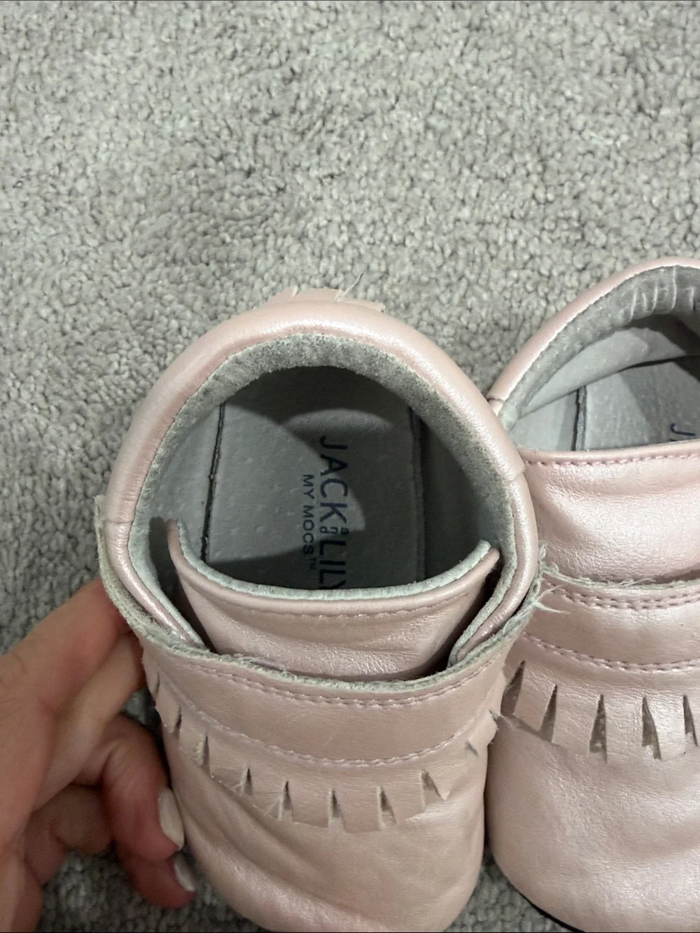 Jack & Lily Pink Fringe Leather Baby Moccasins